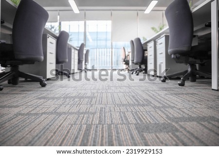 Carpet in modern office interior, low angle shot  Royalty-Free Stock Photo #2319929153