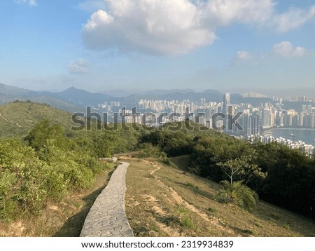 Aerial view of downtown of Kwai Tsing from Shek Lung Kung, Tsuen Wan, Hong Kong