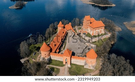 trakai castle picture taken from drone