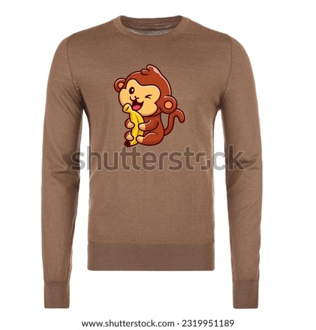 sweatshirt brown with monkey holding a banana logo