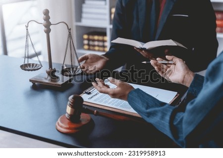 Legal execution department makes an appointment with the customer to sign a mediation agreement to pay the debt. Lawyer discuss the contract document. Treaty of the law. Sign a contract business. Royalty-Free Stock Photo #2319958913