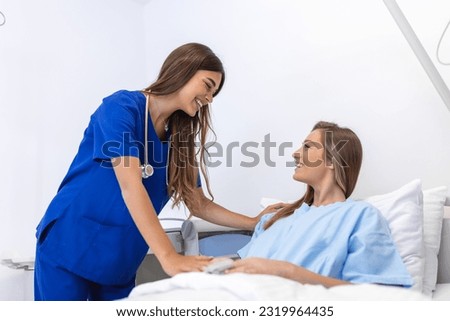 Woman doctor service help support discussing and consulting talk to patient and holding hands at meeting health medical care express trust concept in hospital. healthcare and medicine Royalty-Free Stock Photo #2319964435