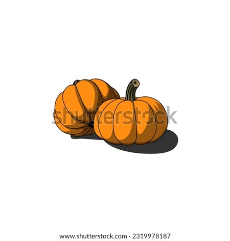 Vector of two large dark orange pumpkins