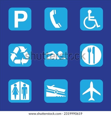 Various symbols on blue background