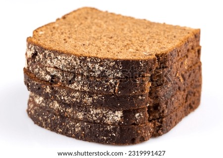 sliced of rye bread, isolated on white background Royalty-Free Stock Photo #2319991427