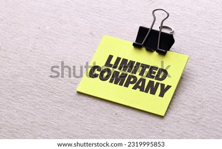Limited company words concept, words on a piece of paper.