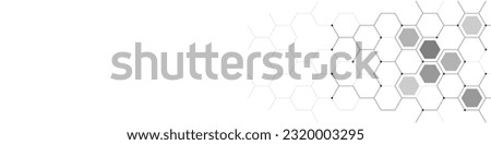 Panoramic view of abstract geometric background with hexagons shape pattern for banner or website header template