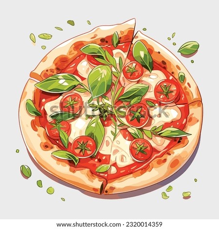 Savor the Slice: Captivating Vector Art Depicting Pizza Margherita