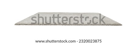 Stylish soft beige carpet isolated on white Royalty-Free Stock Photo #2320023875
