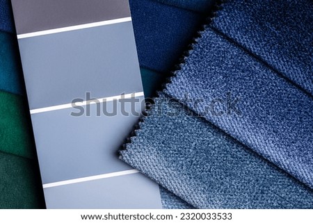 Different types of fabrics with a pantone color palette