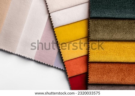 Different types of fabrics with a color palette