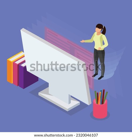 vector online learning isometric glow icons set of tutorials for distance education audio books
