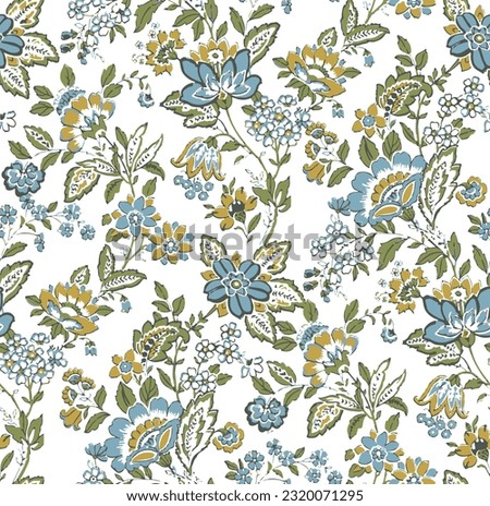 seamless vector repeat pattern of a vintage paisley design, floral wallpaper style Royalty-Free Stock Photo #2320071295