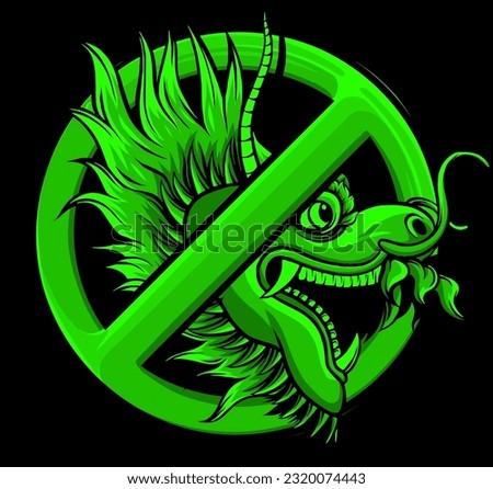 No Dragon Sign on black Background. vector illustration
