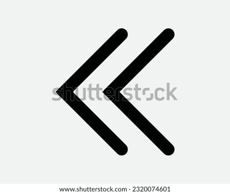 Double Right Arrow Icon. Navigation Direction Path Route Pointer Back Backward Previous. Black White Sign Symbol Artwork Graphic Clipart EPS Vector