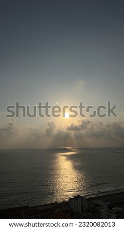Silver sun light with calm ocean