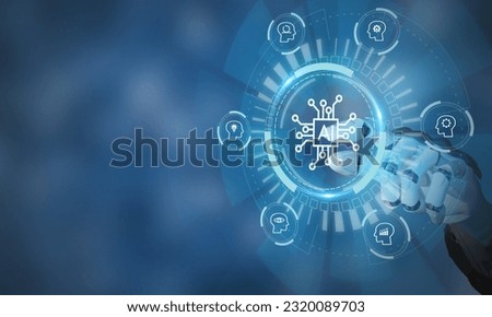 AI powered tools concept. AI adoption  for predictation, forecasting, decision making, automation process, optimize operations and increase productivity and efficiency, improved job satisfaction. Royalty-Free Stock Photo #2320089703