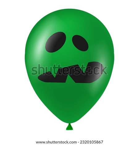 Halloween green balloon illustration with scary and funny face