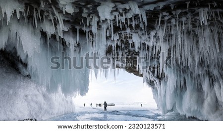 Ice cave on island Olkhon at Baikal Lake, Siberia, Russia Royalty-Free Stock Photo #2320123571