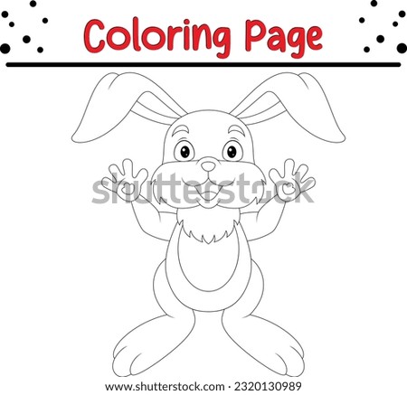 Rabbit coloring page. Easter bunny cartoon character in black and white outline.