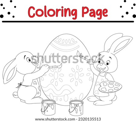 Rabbit Painting Easter Egg Coloring Page for Kids