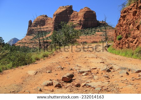 Unpaved Off-Road Vehicle Path up in the Mountains of Sedona, Arizona USA Royalty-Free Stock Photo #232014163