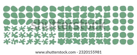 Green organic blob shape irregular form abstract vector illustration. Simple amoeba shape, asymmetric spot, irregular form. Eco color amorphous element set. Clipart of bubble blotch, deform drip Royalty-Free Stock Photo #2320155981