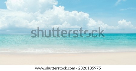 Panorama landscape of Tropical summer beach sand and beautiful sky background.