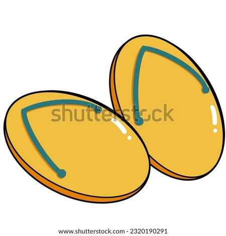 A pair of flip-flops, an important thing for trekking, camping and hiking clipart illustrations