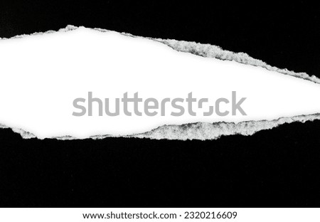 Black and White Torn Paper Collage Style, Ripped Paper Effect, Texture Abstract Background, Copy Space for Text. Royalty-Free Stock Photo #2320216609