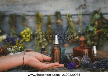 Medicinal herbs and tinctures homeopathy. Selective focus. Nature. Royalty-Free Stock Photo #2320220035