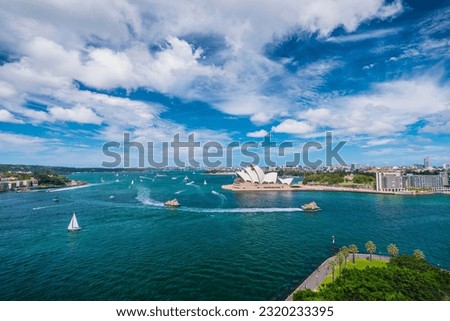 Cityscape and yachts in the sea in Australia