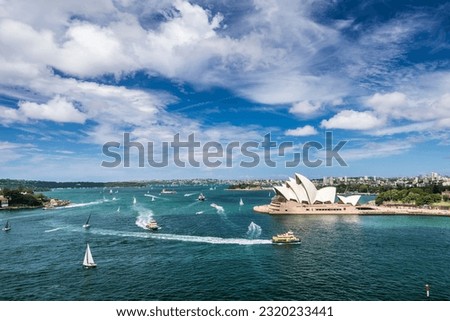 Cityscape  and yachts in the sea in Australia Royalty-Free Stock Photo #2320233441