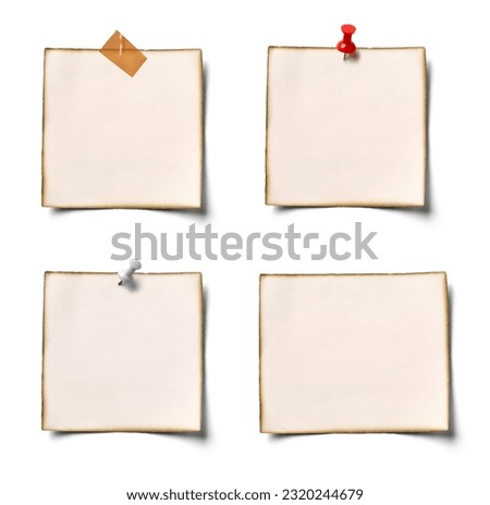 close up of  a vintage note paper on white background