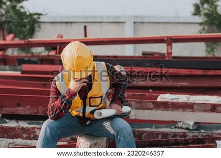 There are business failures and unemployment problems. engineer stress blank construction work background Royalty-Free Stock Photo #2320246357
