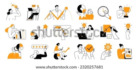 Business illustrations. People vector various activities of business