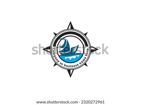 Compass Nautical Emblem Vector logo design