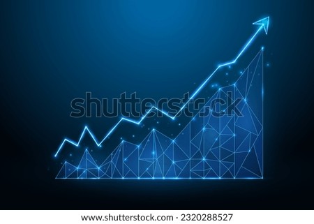 Business strategy growth digital technology. Stock trading. Digital graph chart increase. Business on successful. Low poly diagram wireframe.