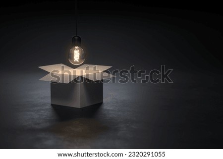 Light bulb glowing creative idea think outside the box, Concept idea about Business for innovation and inspiration. minimal concept idea