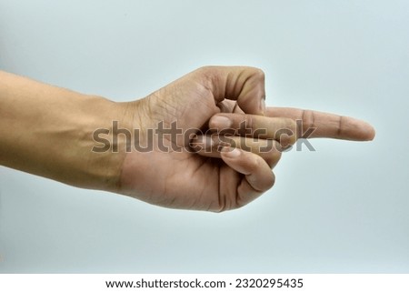 woman's hand measuring invisible items. Isolated on white.