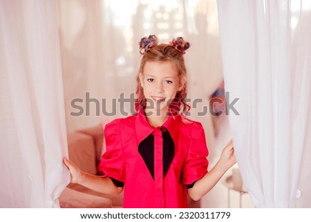 Caucasian teen girl. beauty, people, style, holidays and fashion concept - happy teen girl in pink dress