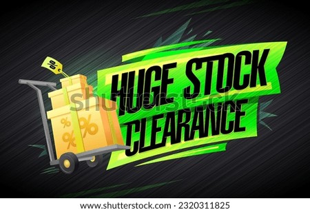 Huge stock clearance vector banner mockup with boxes on a shopping cart Royalty-Free Stock Photo #2320311825