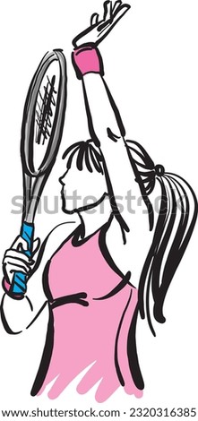 tennis woman player saying hi gesture victory happy sports concept vector illustration