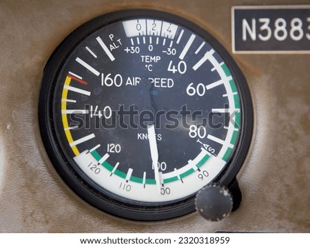 Airspeed Indicator in a Piper Archer Royalty-Free Stock Photo #2320318959