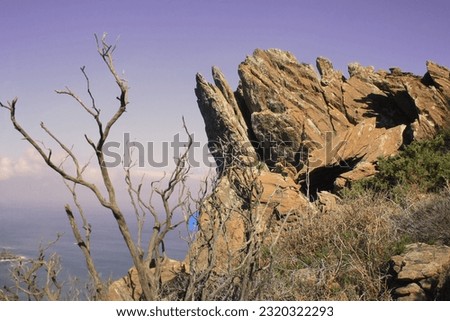 photographic report onThe petrified forest of San Andrés de Teixido, natural paradise, unique rock formations, capricious forms of stones, telluric place,  Galicia, Spain