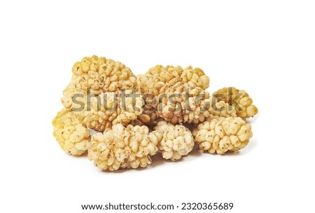white dried mulberry isolated against white background Royalty-Free Stock Photo #2320365689