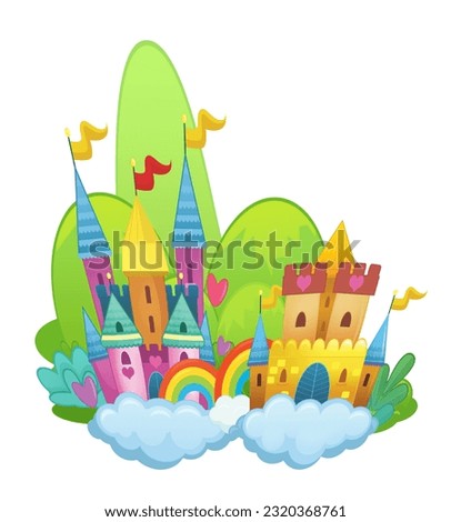 cartoon beautiful and colorful medieval castle isolated illustration for kids