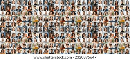 Large collage, portrait of multiracial smiling different business people. A lot of happy modern people faces in mosaic collection. Successful business, team, career, diversity concept Royalty-Free Stock Photo #2320395647
