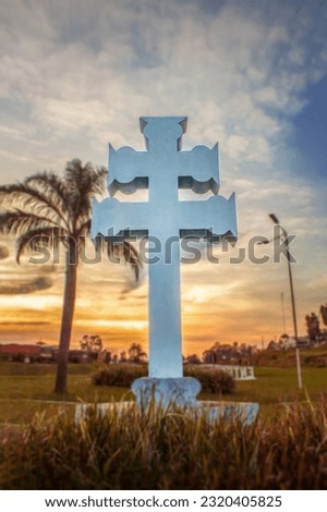 missionary cross in the city of Entre-Ijuís at dawn