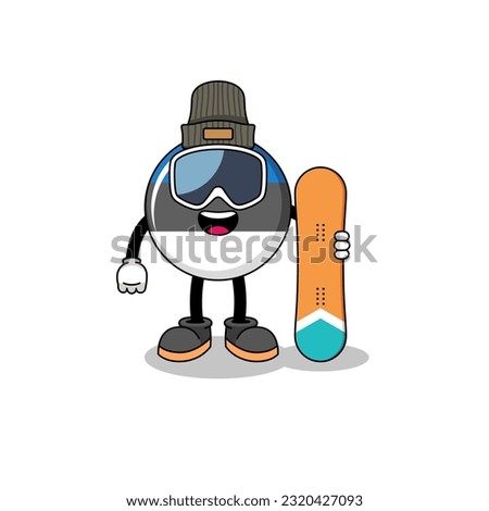Mascot cartoon of estonia flag snowboard player , character design